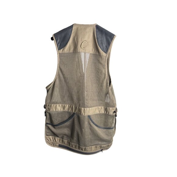 Cabela's Men's Tan Canvas & Brown Leather & Mesh Hunting Vest Size M - Picture 2 of 12